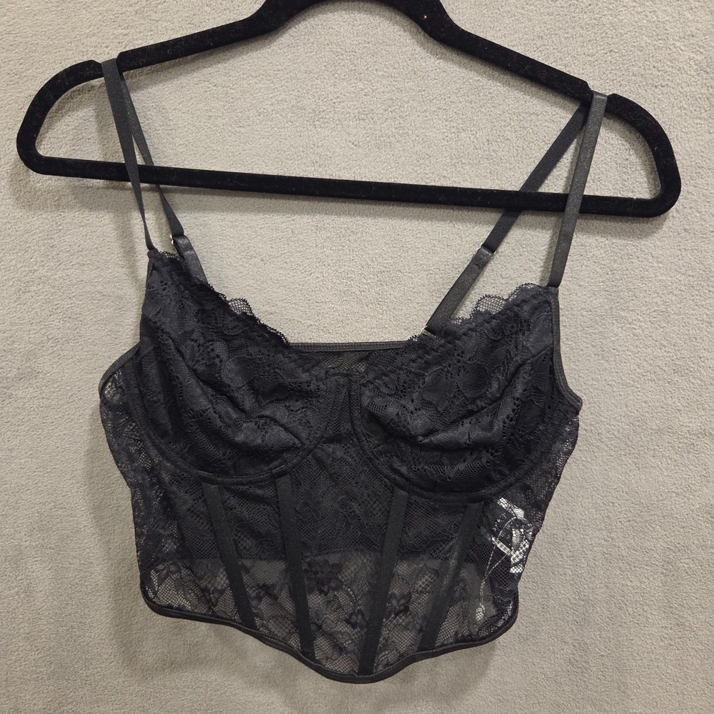 Shein‎ Black Lace Bustier Corset Top Women's Medium Lingerie Festival Coquette